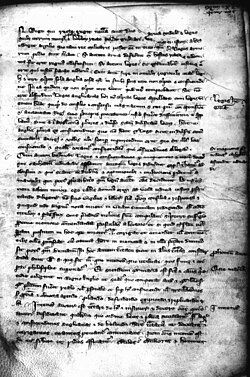 A page from a 13th-century manuscript of Bracton&rsquo;s legal treatise On the Laws and Customs of England, held at Trinity College Library, Cambridge, written in Latin in a medieval book hand with marginal annotations