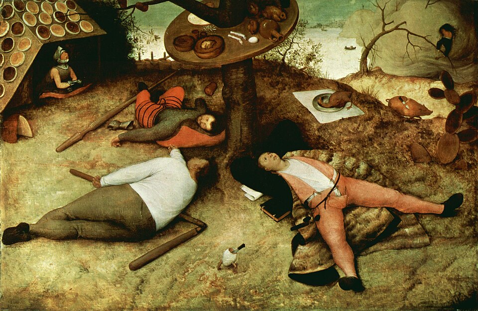 A medieval/early-modern peasant household painted by Pieter Bruegel